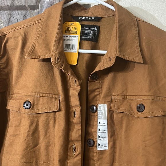 LOOSE FIT MIDWEIGHT TWILL LONG-SLEEVE JERSEY-LINED SHIRT size 1x - Picture 3 of 7